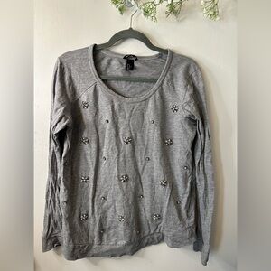 H&M | Gray floral jeweled long sleeve